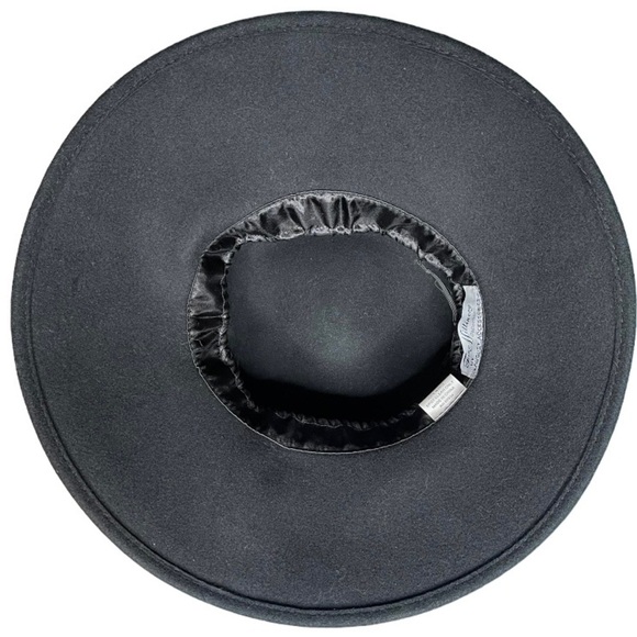 Fine Millinery by August Accessories Black Wool Hat Velvet and Feather W/Leaves - Picture 4 of 4